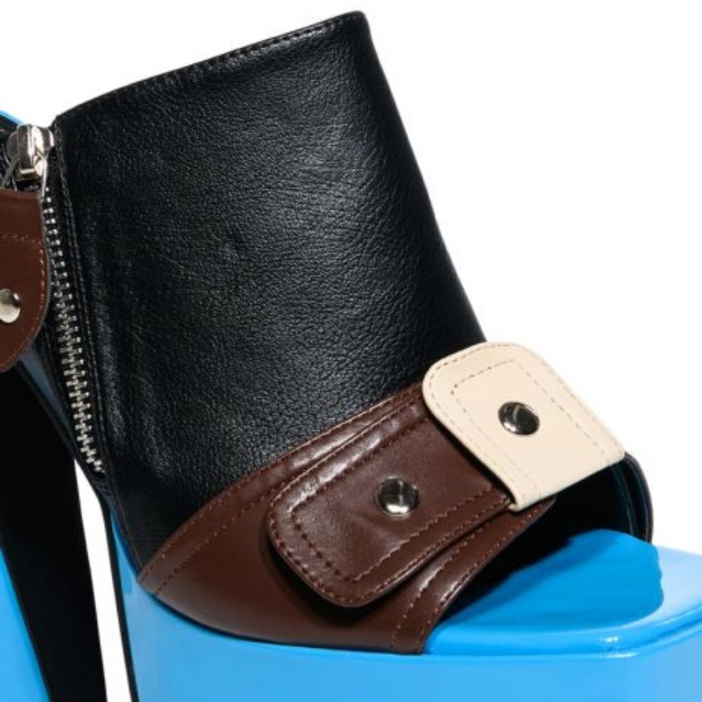 " BROCADE BLOCKED BOUNTY " MULTI CHUNKY SANDAL ( BRAND NEW !!! ) - Picture 2 of 7